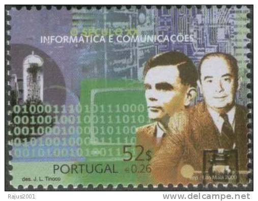 Atheism Atheist Alan M Turing, John Von Neumann, Binary Code, Codebreaker, Computer, Science, Mathematics, MNH Portugal - Computers
