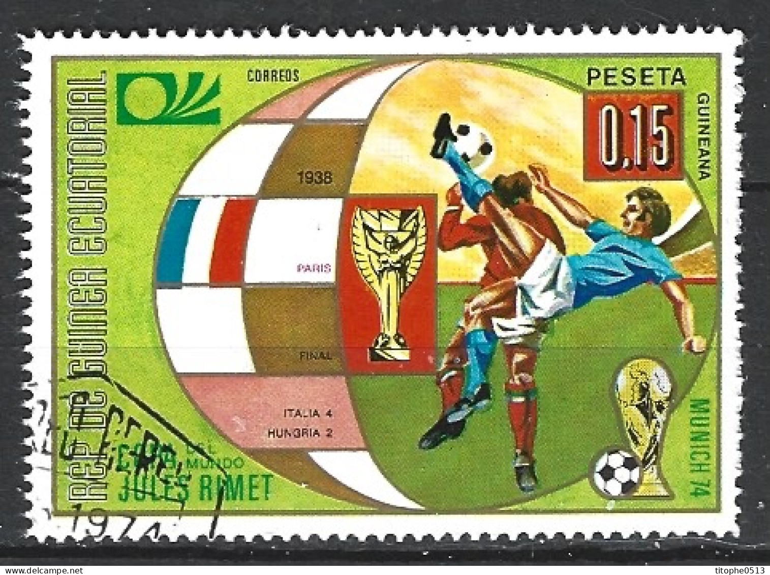 GUINEE EQUATORIALE. Timbre Oblitéré De 1974. Victoire De L'Italie. - 1938 – France