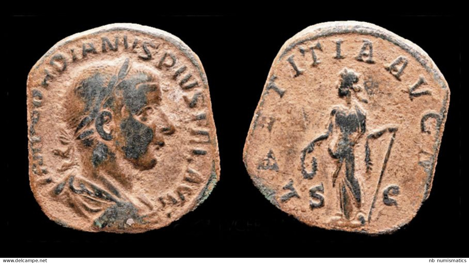 Gordian III AE Sestertius Laetitia Standing Left - Les Julio-Claudiens (-27 à 69)