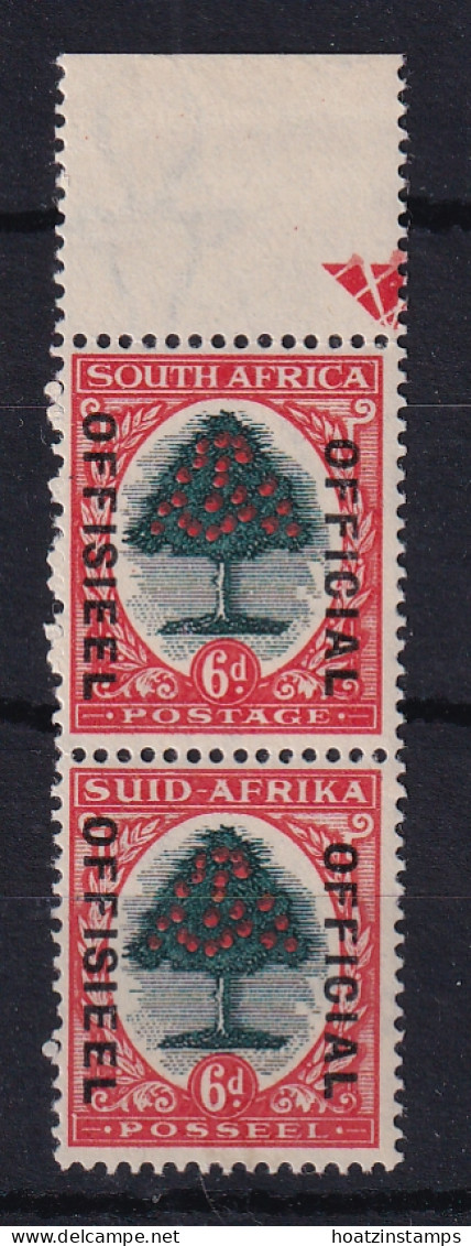 South Africa: 1935/49   Official - Orange Tree   SG O24d    6d   [Die III]   MH Pair - Service