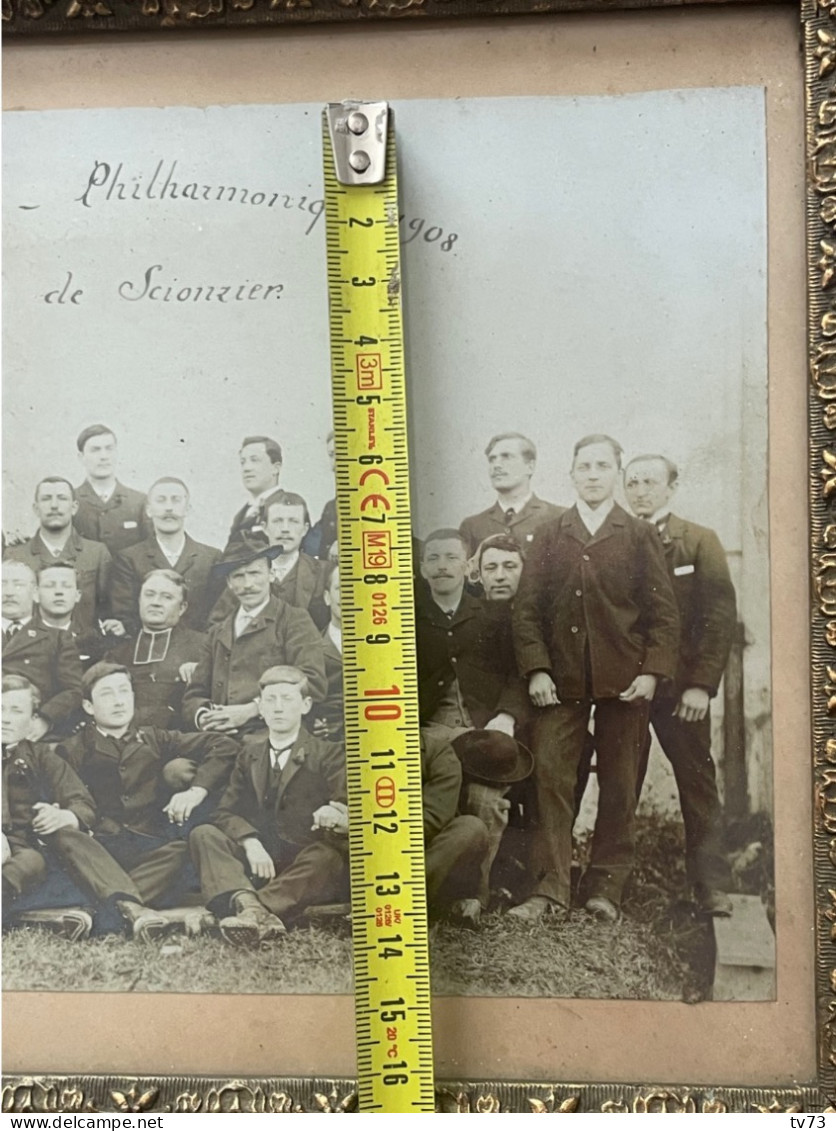 Rare - SCIONZIER photo encadrée sous verre - Union Philarmonique 1908 - Haute Savoie - livraison offerte