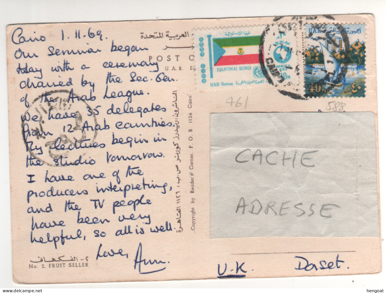 Timbres , Stamps Yvert N° 588 , 761 Sur CP , Carte , Postcard Du 01/11/69 - Briefe U. Dokumente