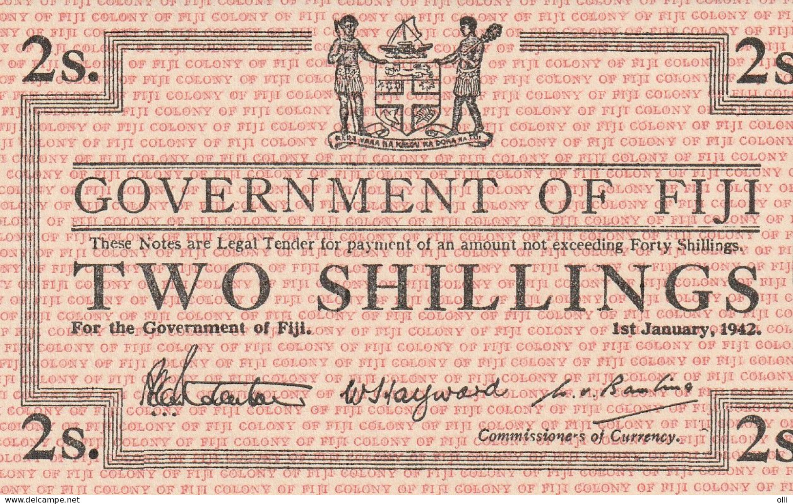 FIJI 2 SHILLING 1942 P-50r1 UNC - Fidji