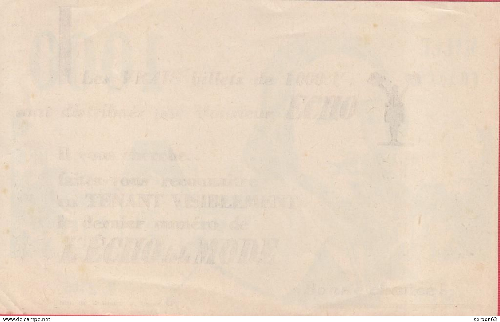 1 SPÉCIMEN VRAIE FAUSSE MONNAIE 1000 FRANCS RICHELIEU ÉTAIT DISTRIBUE PAR L'ECHO DE LA MODE PUBLICITAIRE FICTIF - Specimen