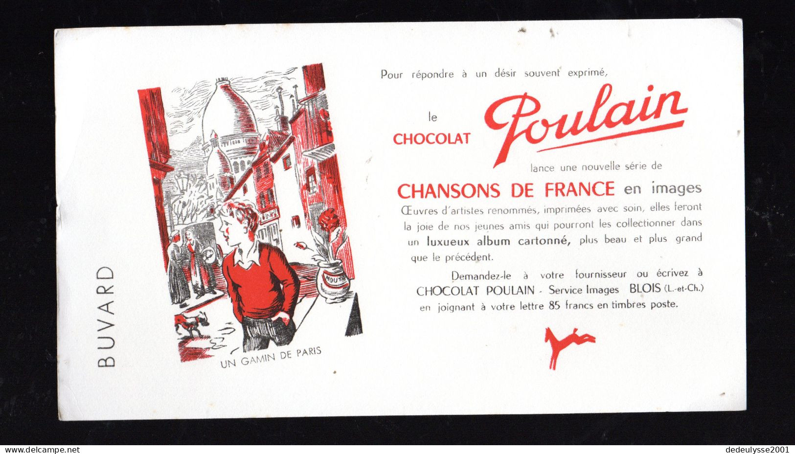 Nov 23  930798   Buvard   Chocolat Poulain  Un Gamin De Paris - Chaussures