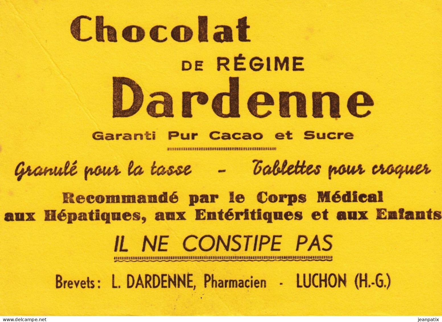 Buvard - Blotter - Chocolat De Régime Dardenne -  Pharmacien à Luchon Haute Garonne - Cacao