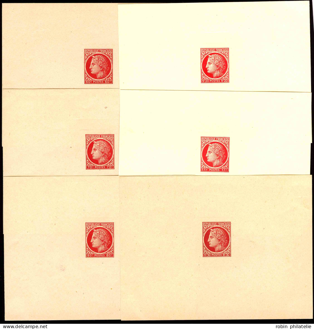 France épreuves Timbres D'usage Courant N°674 Cérès De Mazelin 6 épreuves En Rouge 60c/70c Non émis/80c/1f/1f20/1f50    - 1945-47 Ceres Of Mazelin