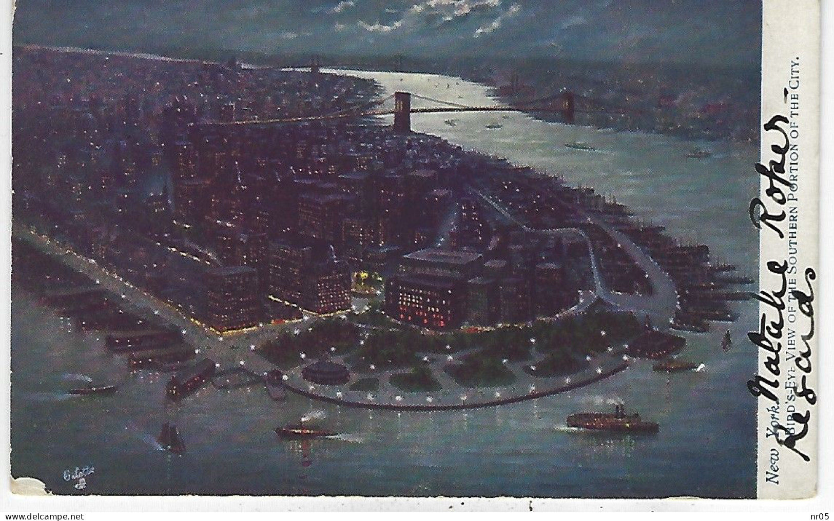 NEW YORK - Bird's Eye View Of The Southern Portion Of The City ( CP Vers France Saumur - Timbre Et Obliteration 1908 ) - Panoramic Views