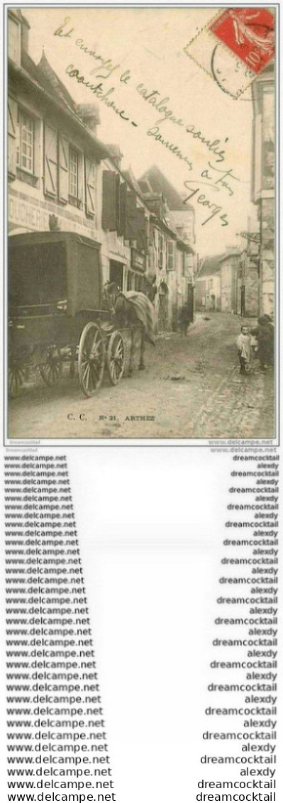 64 ARTHEZ. Attelage De Livraison Devant La Boucherie 1907 - Arthez De Bearn