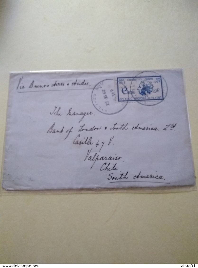 Ireland To Chile 1938.rare Destine.yv 74.valuable Conmem.father Mathew.from Dundalk.quality.reg Post Conmems. - Briefe U. Dokumente