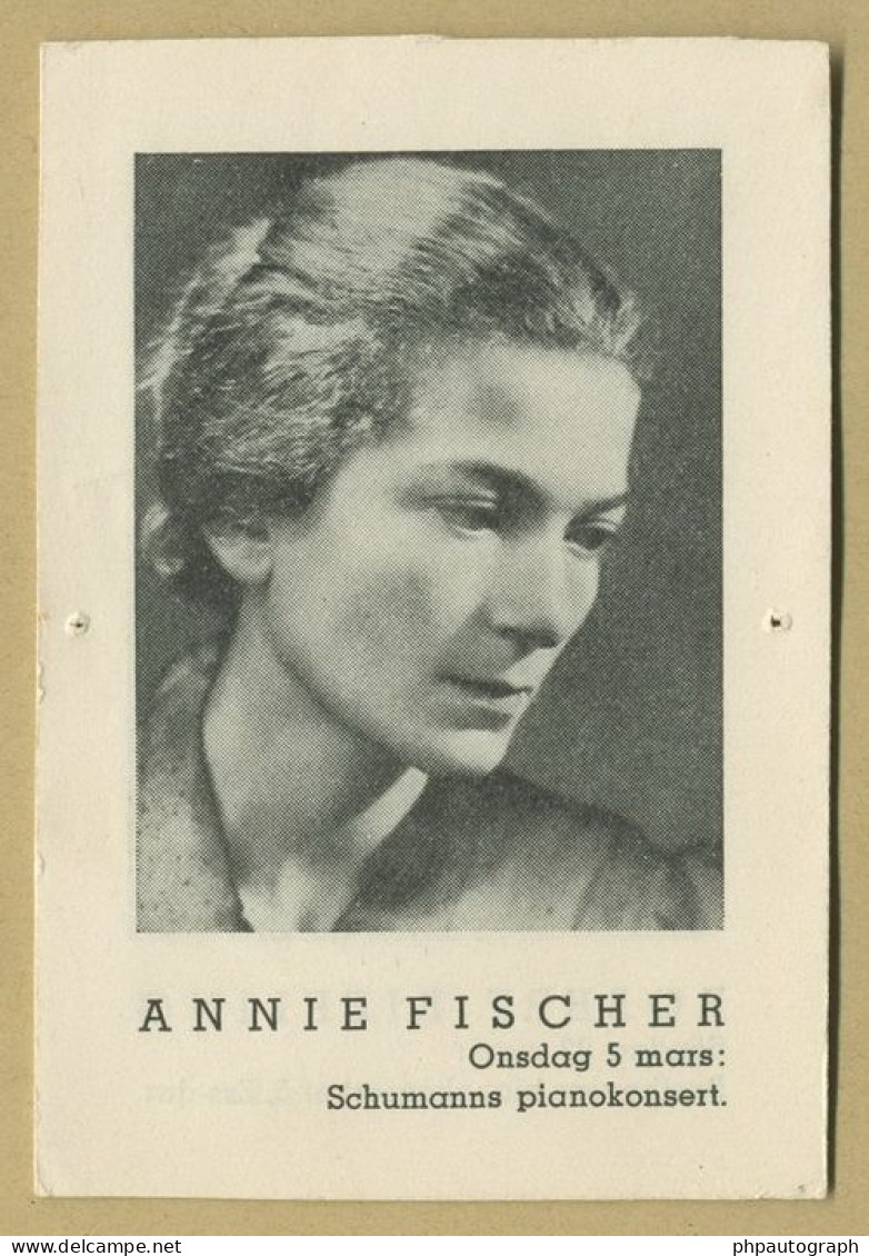 Annie Fischer (1914-1995) - Hungarian Pianist - Back Signed Photo - Stockholm 1941 - COA - Cantantes Y Musicos