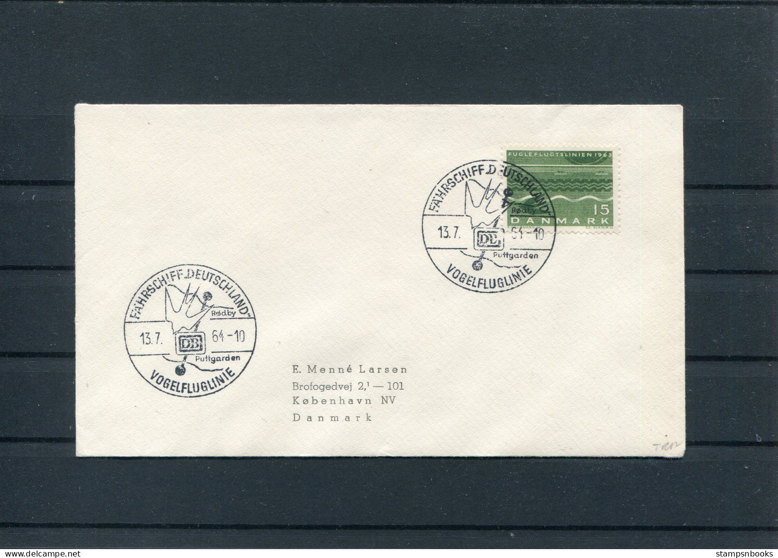 1964 Denmark Rodby - Puttgarden VOGELFLUGLINIE Fahrschiff "DEUTSCHLAND" Ship Cover. Slania - Cartas & Documentos