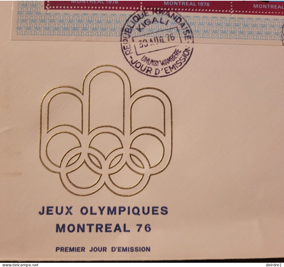 RWANDA ENVELOPPE 1ER JOUR 30/08/1976 JEUX OLYMPIQUES DE MONTREAL BANDE SPORT  ETAT NEUF - Andere & Zonder Classificatie