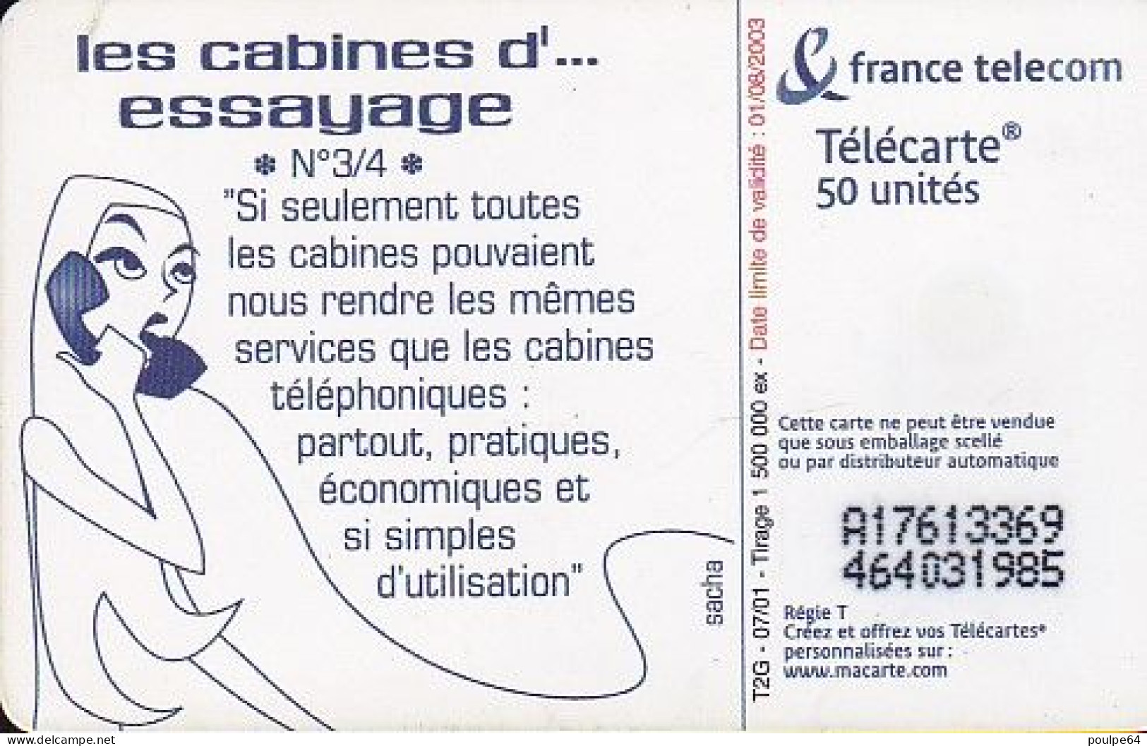 F1158A  07/2001 - LES CABINES ESSAYAGE - 50 SO3 - 2001