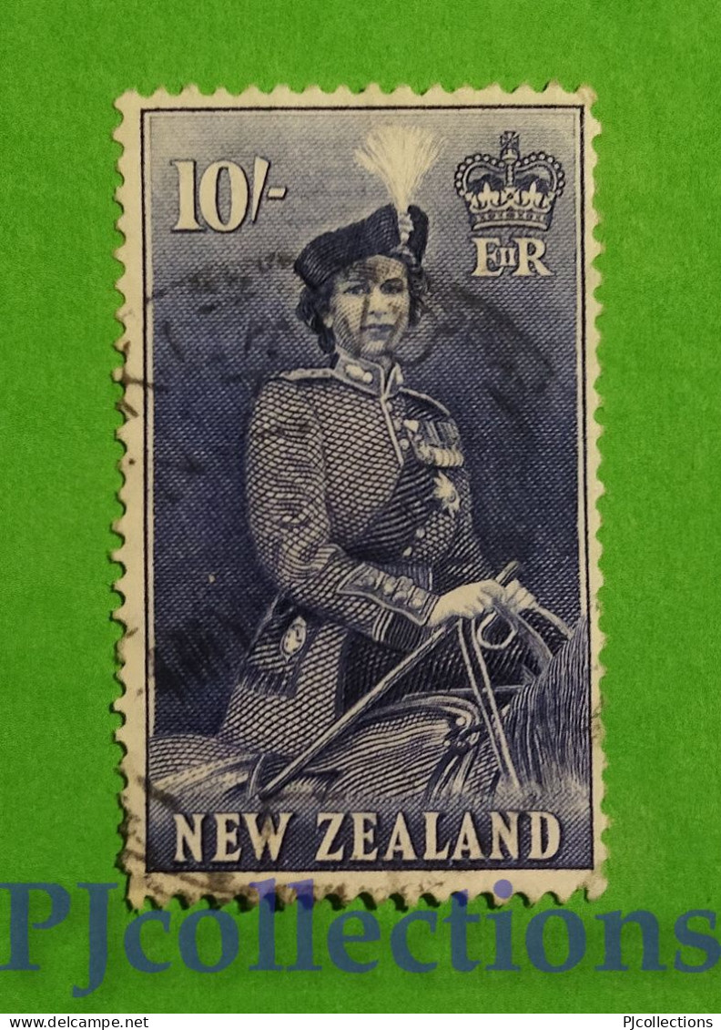 S758- NEW ZEALAND 1953/57 QUEEN ELIZABETH II 10sh USATO - USED - Gebraucht