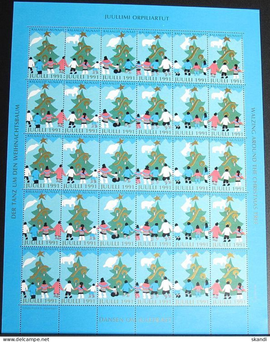 GRÖNLAND 1991 Weihnachtsmarken Kompletter Bogen ** MNH - Blocchi