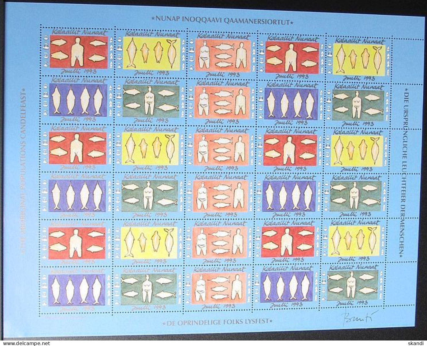 GRÖNLAND 1993 Weihnachtsmarken Kompletter Bogen ** MNH - Blocks & Kleinbögen