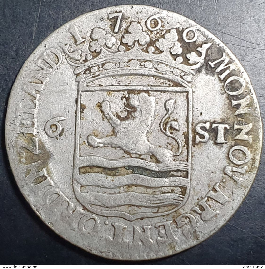 Netherlands 6 Stuivers Scheepjesschelling Zeeland Zeelandia 1766 Silver VF - Monedas Provinciales