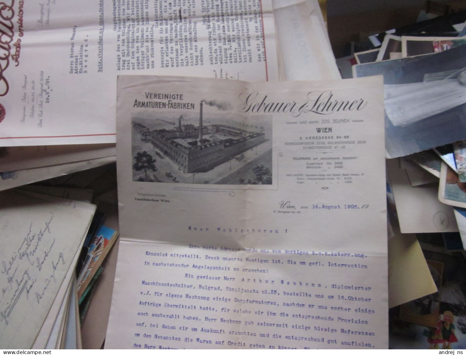 Wien Vereingte Armaturen Fabrik Gebauer Lehrner 1908 - Oostenrijk