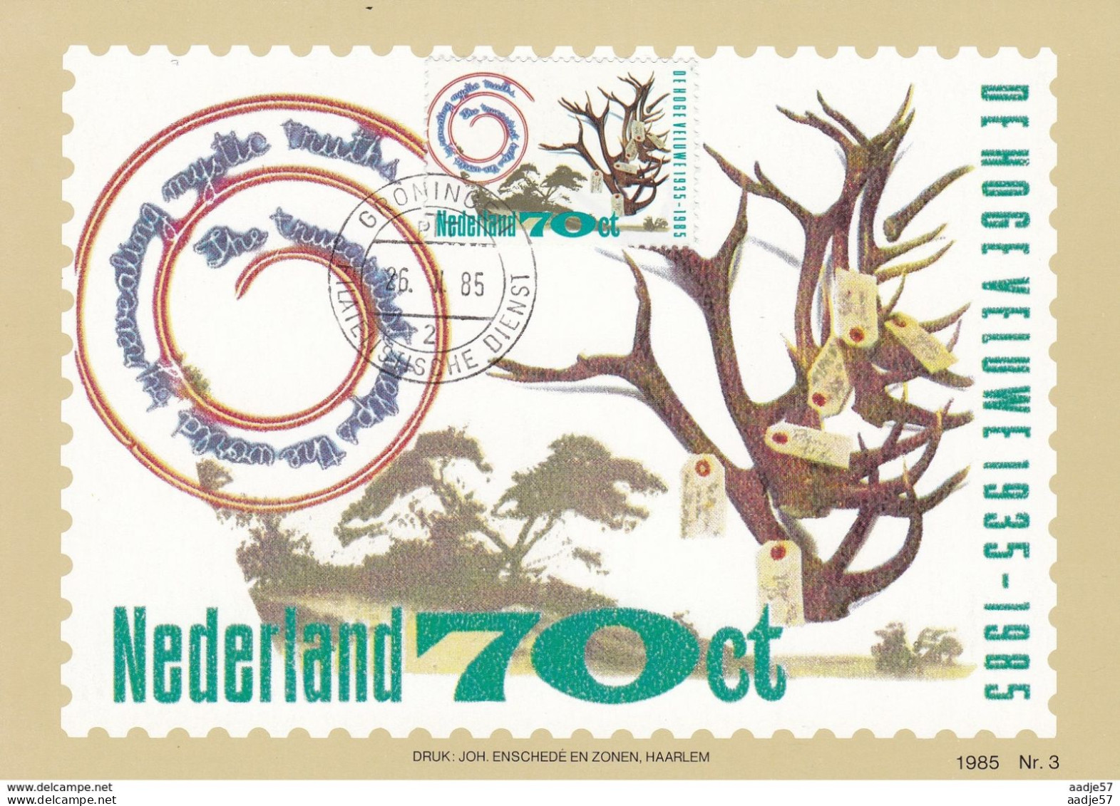 Netherlands Pays Bas Maximum Card 29.02.1985 De Hoge Veluwe - Andere & Zonder Classificatie