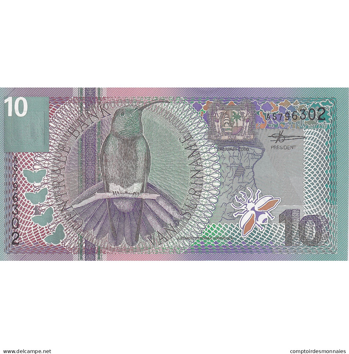 Suriname, 10 Gulden, 2000, 2000-01-01, KM:147, NEUF - Surinam