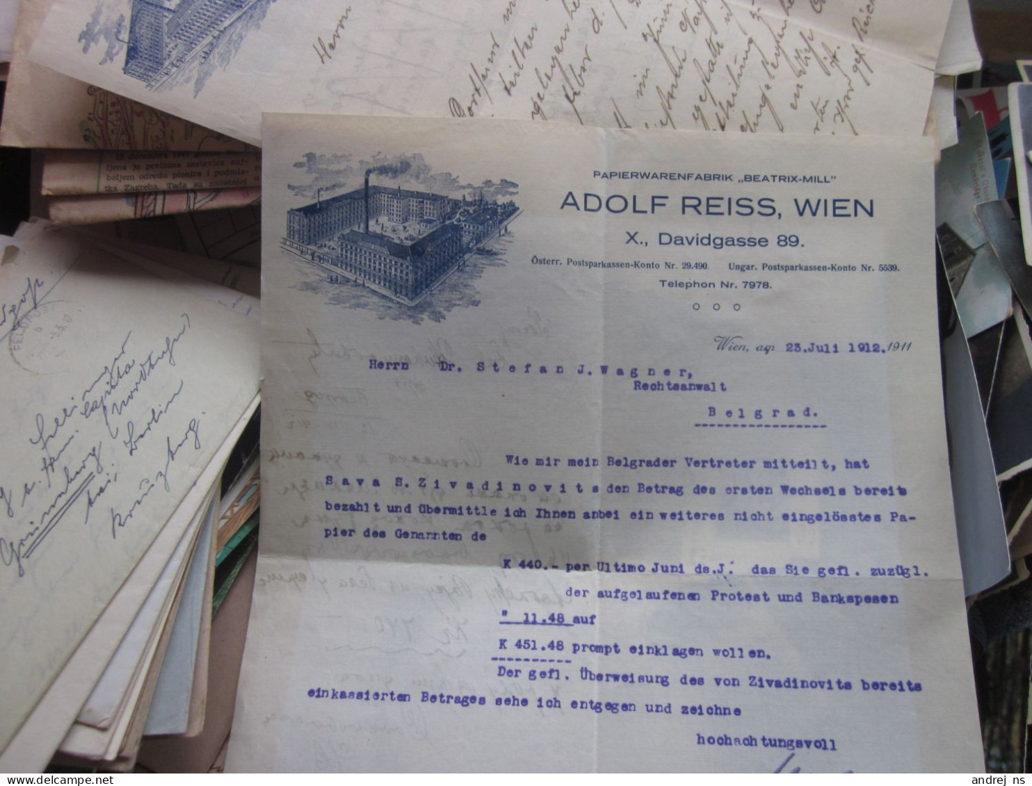 Wien Papierwarenfabrik Beatrix Mill Adolf Reiss Wien 1911 - Oostenrijk