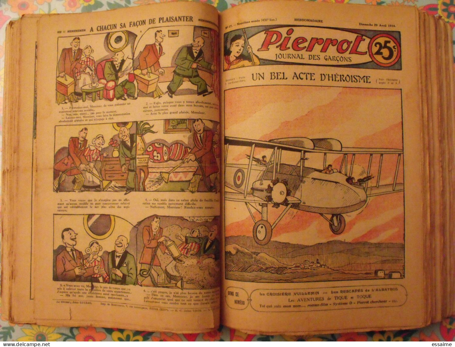 Pierrot reliure de 52 n° de 1934. n°1 à 52.  pitche, costo marijac jeanjean aviation le rallic dot bourdin cuvillier