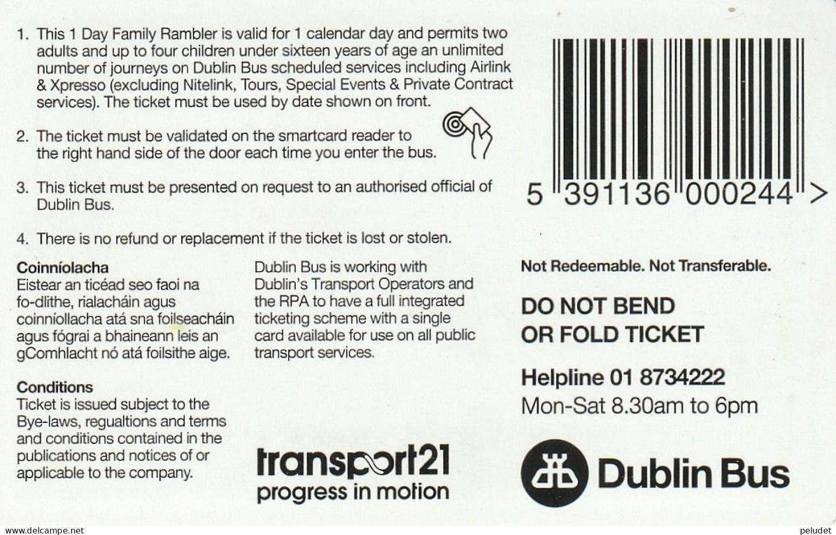 Ticket Billet Billet -- Rambler 1 Day Family - Dublin Bus - Europa