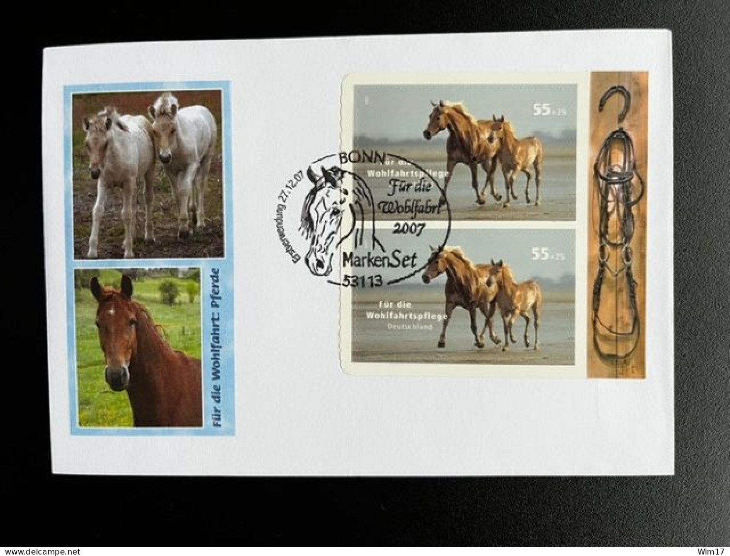 GERMANY 2007 FDC HORSES BOOKLET STAMPS 27-12-2007 DUITSLAND DEUTSCHLAND PFERDE MH 69 - 2001-2010