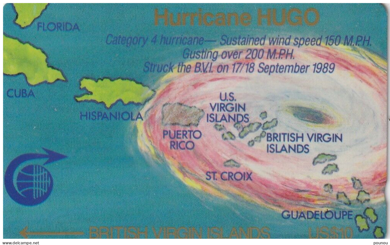 - BRITISH VIRGIN ISLANDS - Hurricane Hugo - 2CBVA - 4.500ex. - 1989 - MINT (BVI58) - Virgin Islands