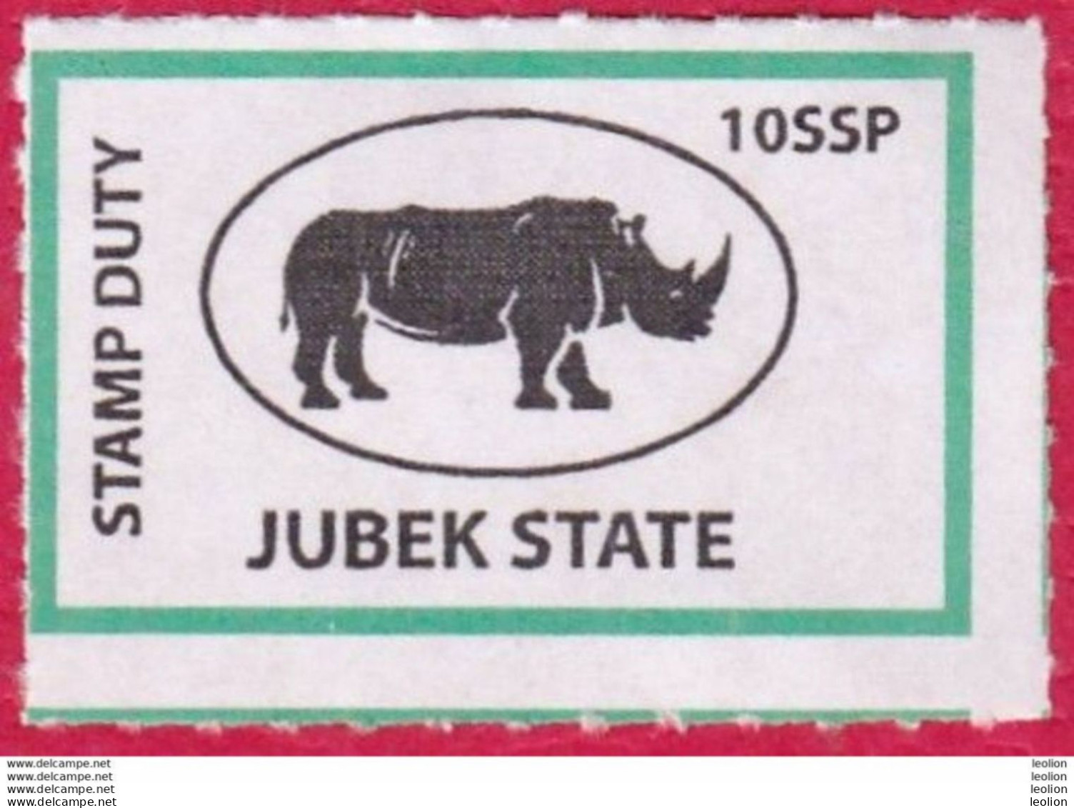 SOUTH SUDAN 10 SSP Revenue / Fiscal Stamp Jubek State RHINO MNH Timbres Fiscaux Soudan Du Sud - Südsudan