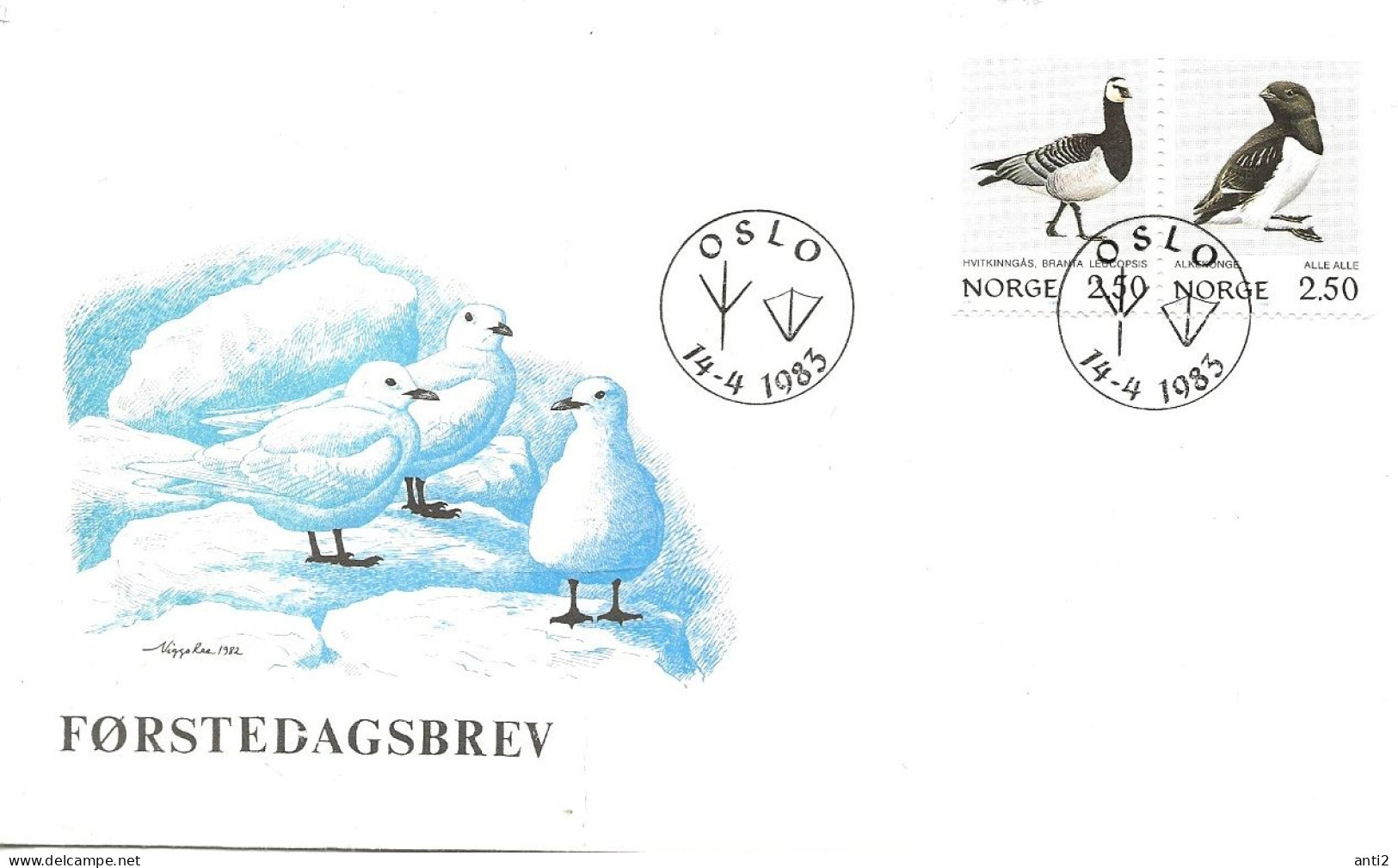 Norge Norway 1983  Birds, Barnacle Goose, Little Auk.  Mi 883-884 Pair, FDC - Storia Postale