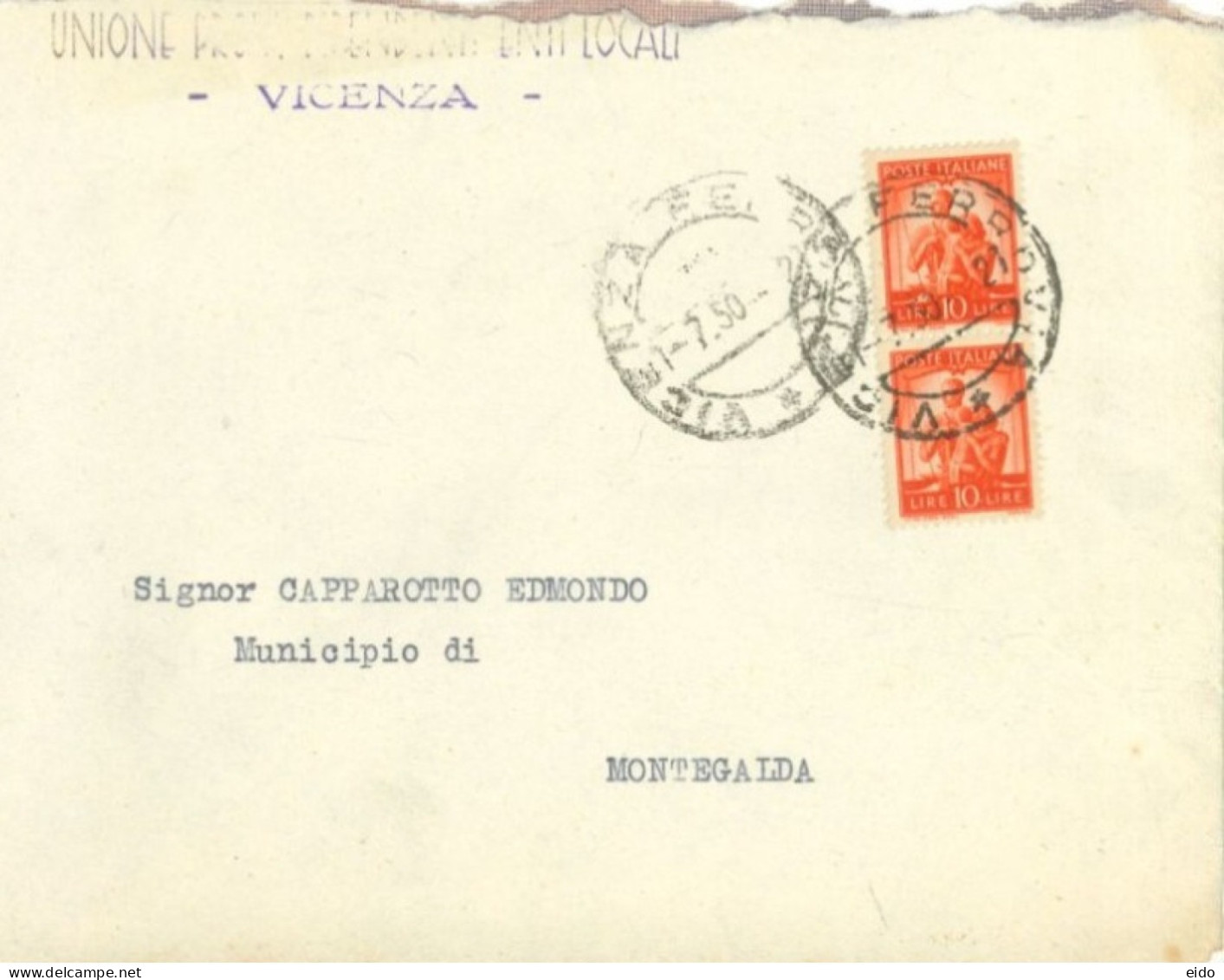 ITALY : 1949, STAMP COVER TO TRENTO. - Poste Aérienne