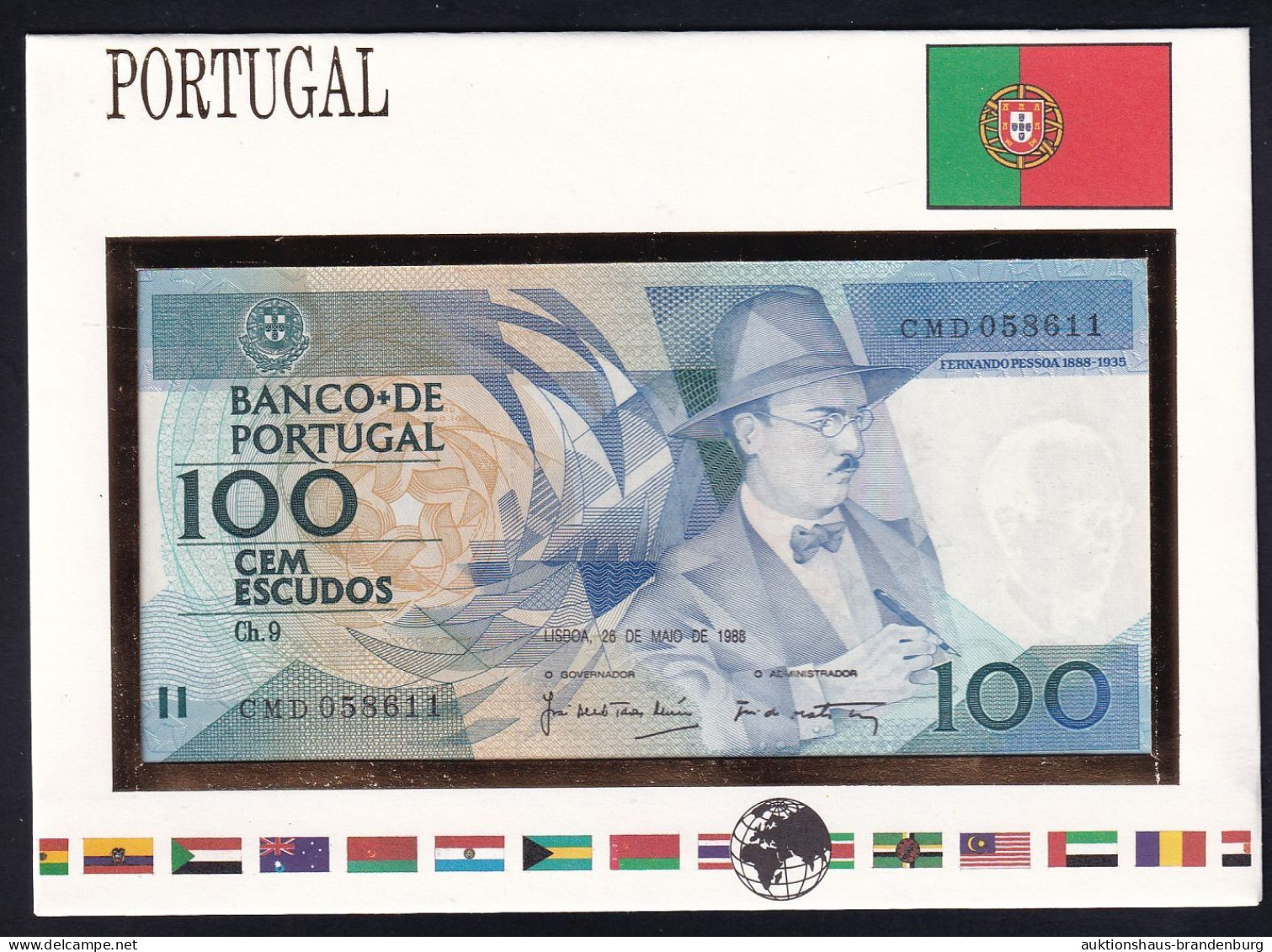 Portugal: 100 Escudos 26.5.1988 - Notenbriefe Der Welt - Portogallo