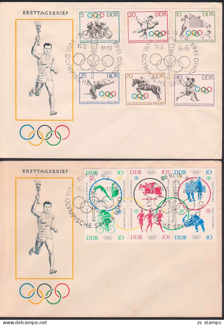 Olympische Spiele Tokio 1964 Satz Und Zdr. Mit SSt. Berlin 15.7.64 Auf Offiziellem FDC - 1950-1970