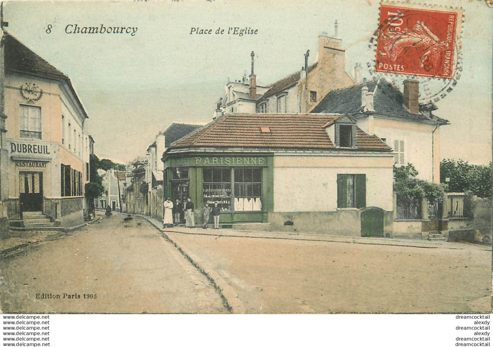 (LAN) 78 CHAMBOURCY. Restaurant Dubreuil Et Epicerie Parisienne Place De L'Eglise 1908 - Chambourcy