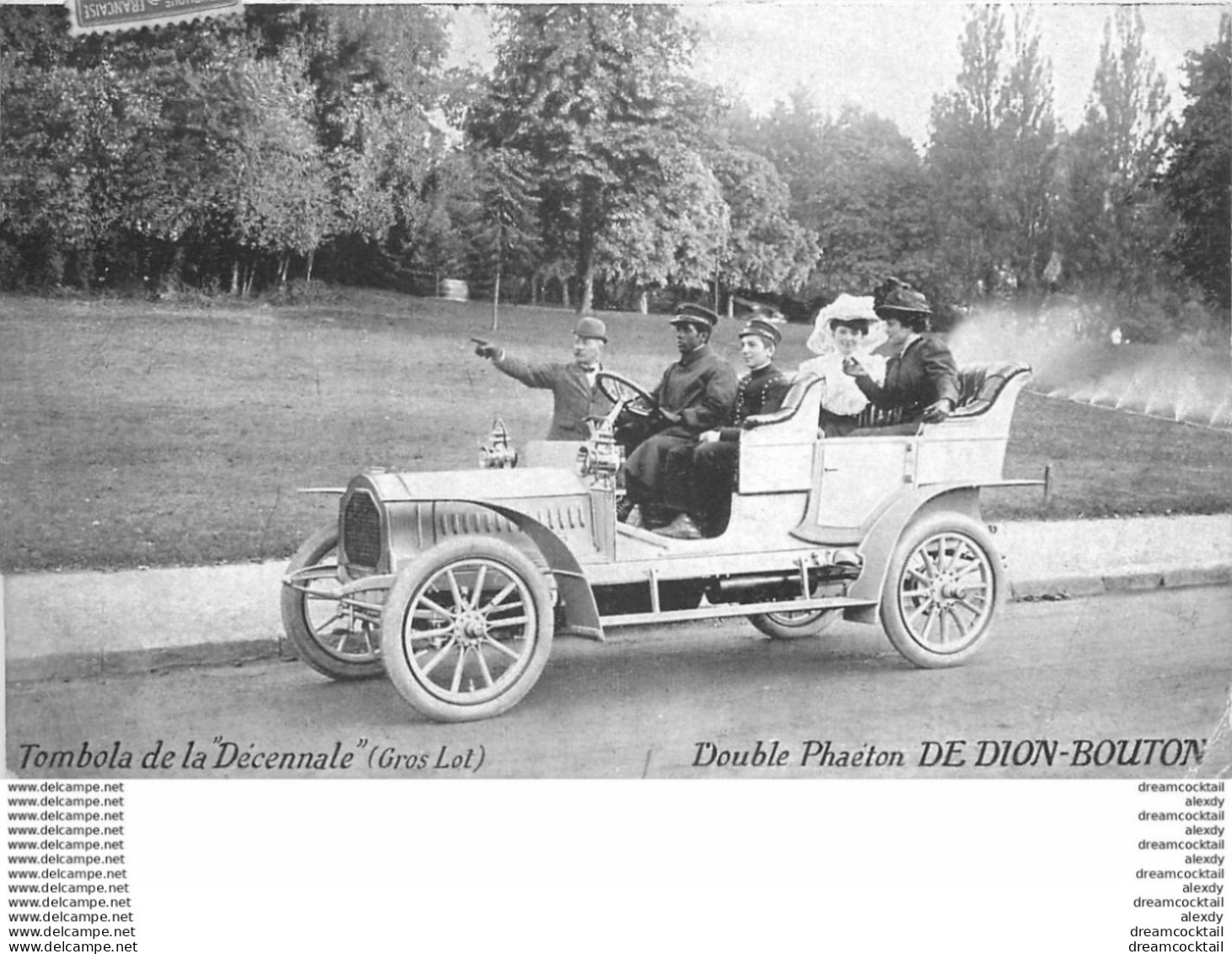 TRANSPORTS. Voiture Double Phaéton De Dion-Bouton Au Bois De Boulogne En 1907 Avec Chauffeur De Maître. Gros Lot Tombola - Taxis & Cabs