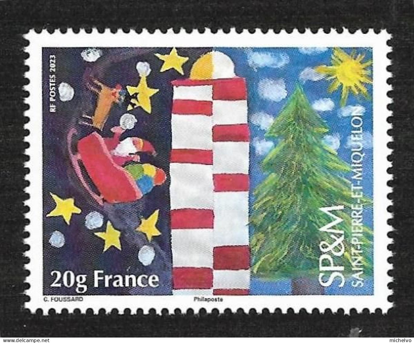 SP & M 2023 - Yv N° 1324 ** - Mon 1er Noël à SP & Mq - Ungebraucht