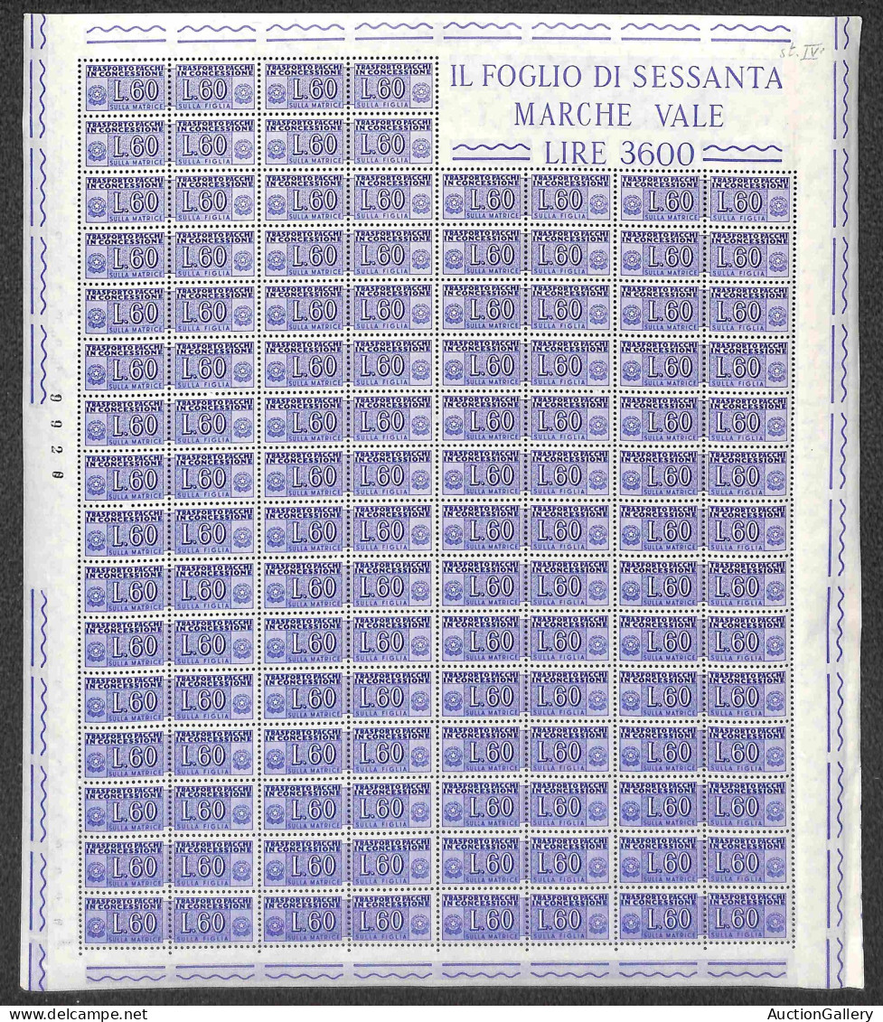 Repubblica - 1956/1966 - 60 Lire + 70 Lire (7/8) - Due Interi Fogli Di 60 - Gomma Integra - Sonstige & Ohne Zuordnung