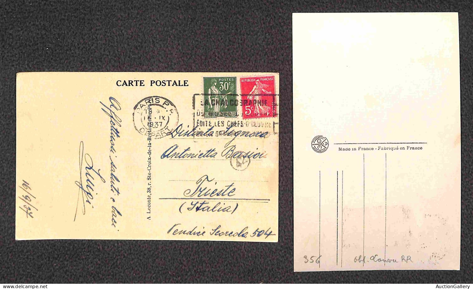 Europa - Francia - 1937 - Otto Cartoline Con Affrancature Del Periodo E Annulli Speciali - Other & Unclassified