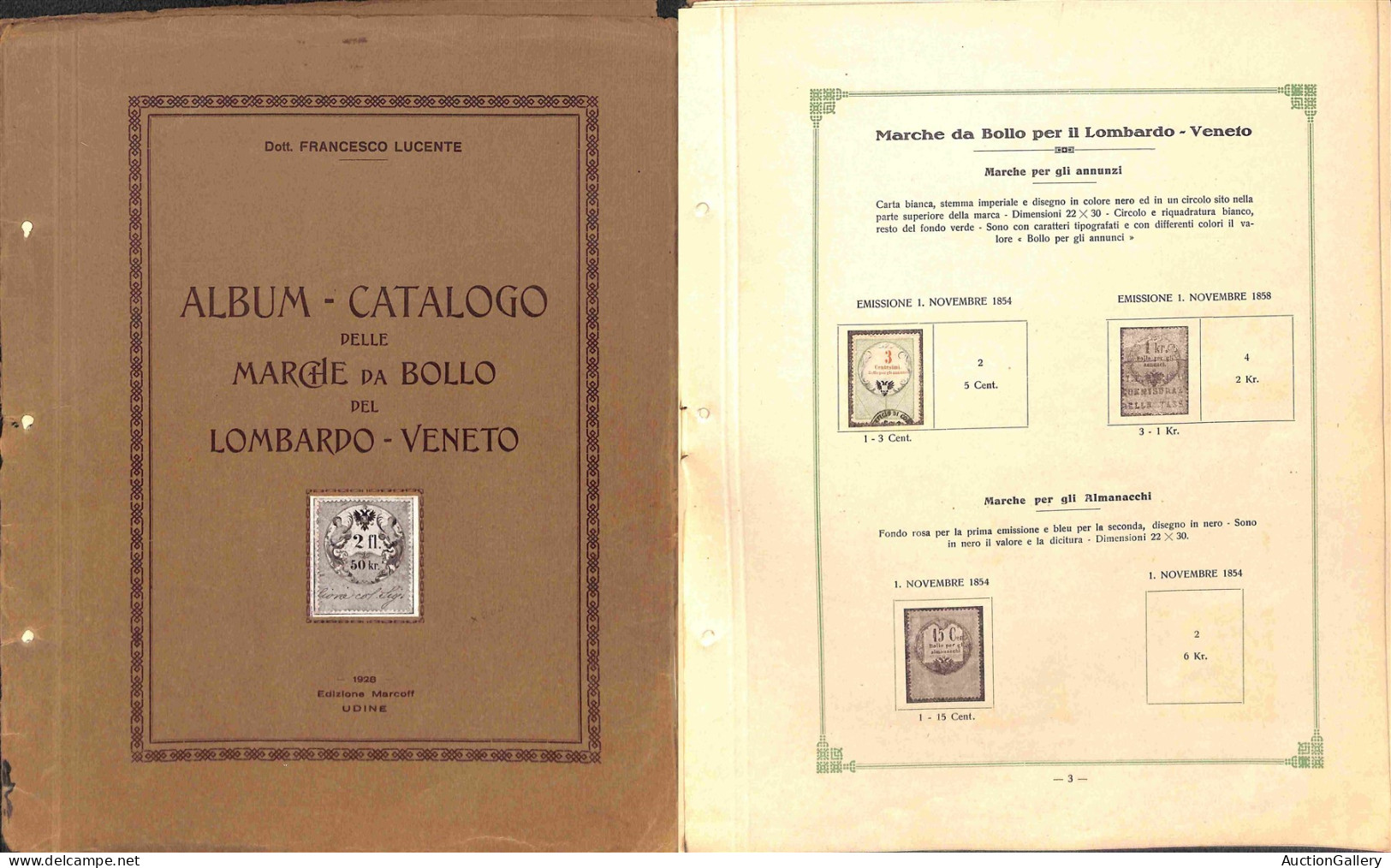 Lotti&Collezioni - LOMBARDO VENETO - Marche Da Bollo - 1854/1870 - Album Catalogo Delle Marche Da Bollo A Cura Di F. Luc - Other & Unclassified