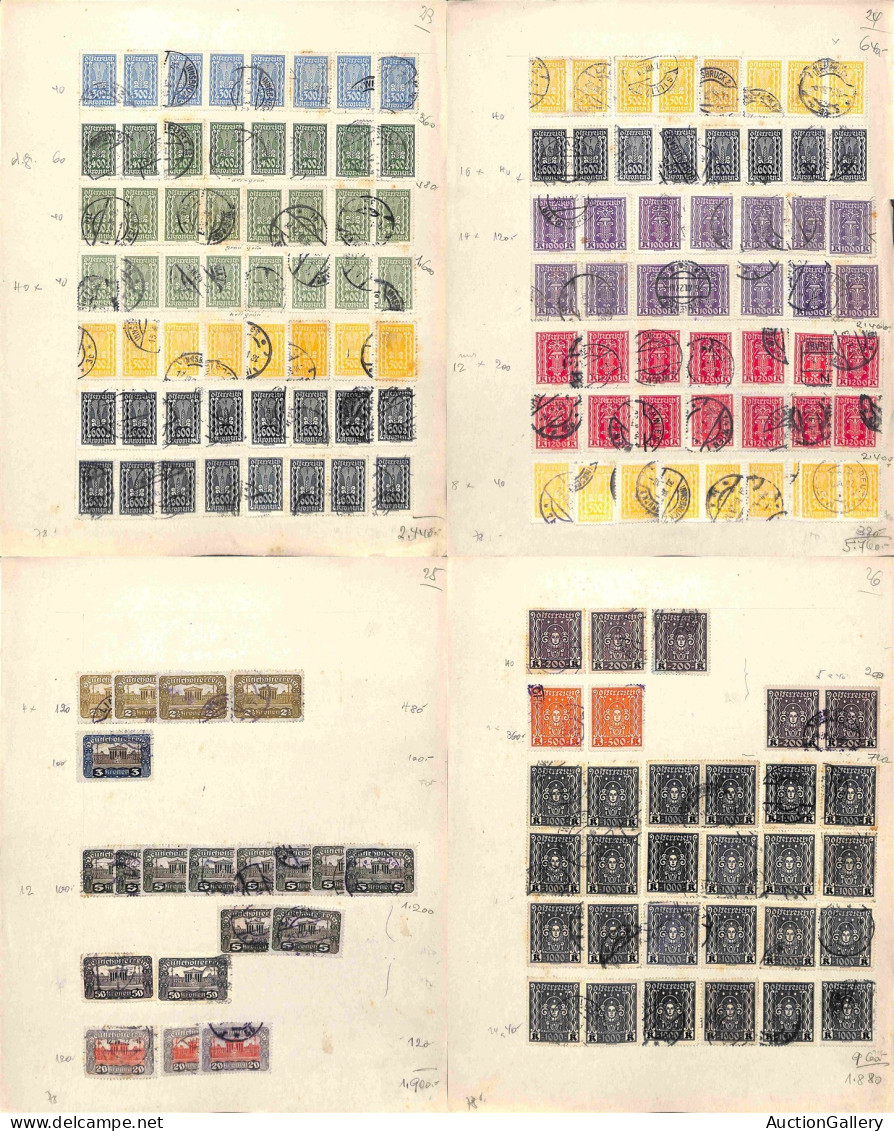 Lotti&Collezioni - AUSTRIA - 1900/1934 - Accumulazione Di Migliaia Di Francobolli Usati - Applicati Su Cartoncini - Da E - Autres & Non Classés