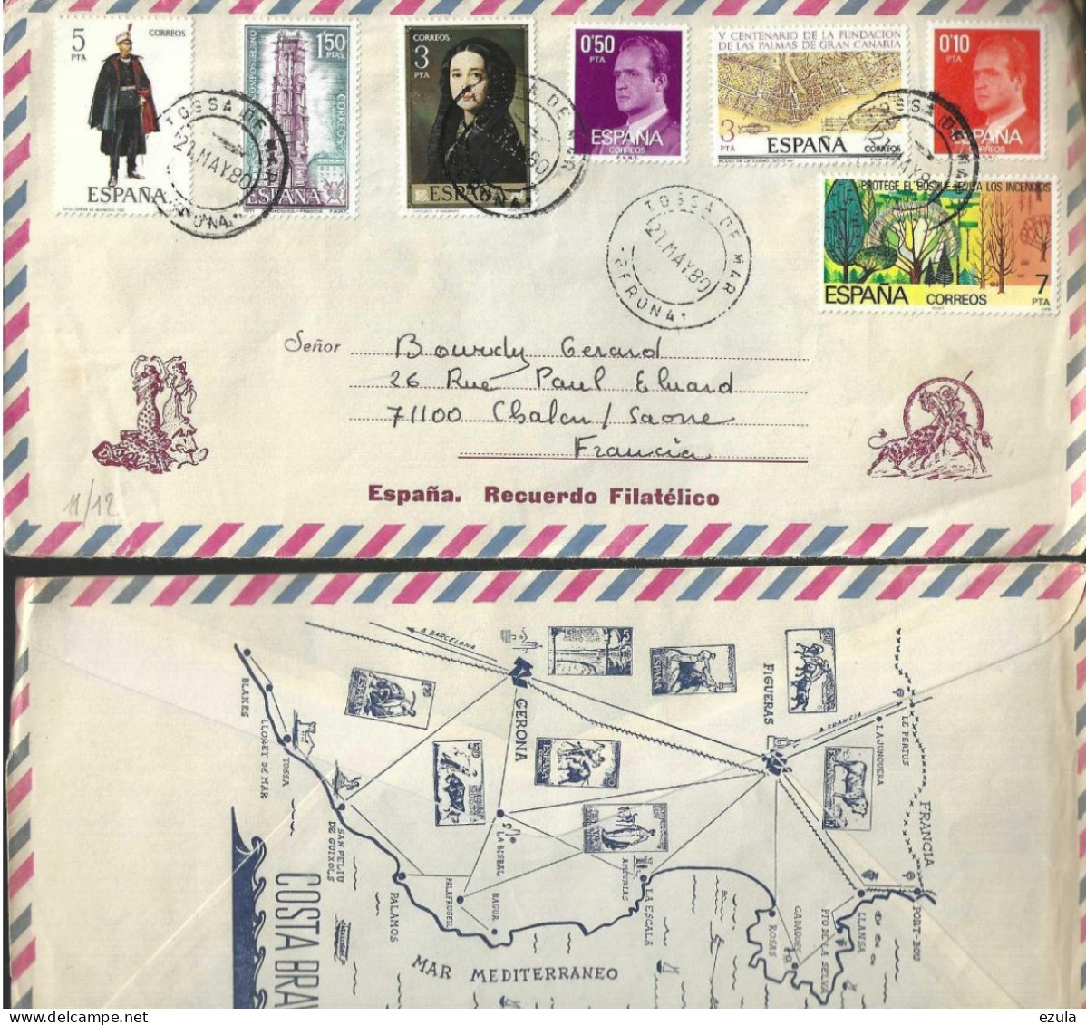 5 Lettre D'Espagne De 1980 Affranchissement Par Timbres Multiples Belle Enveloppes - Other & Unclassified