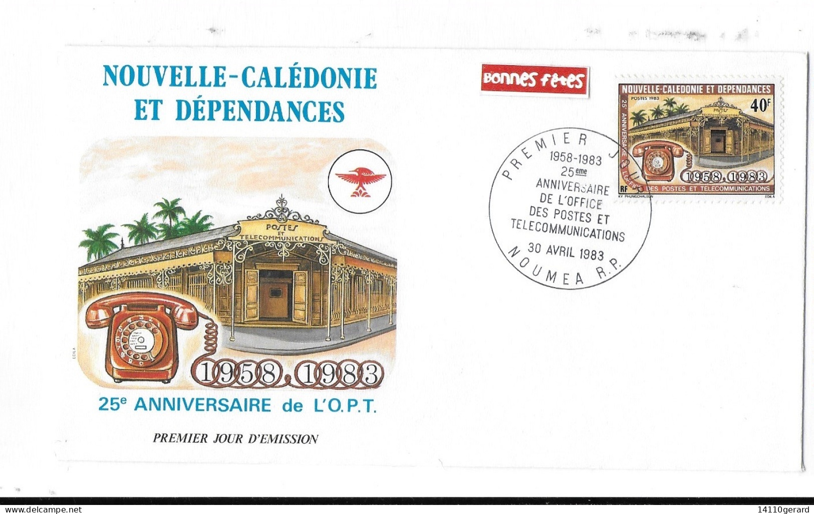 NOUVELLE-CALÉDONIE ET DÉPENDANCES  25 IEME ANNIVERSAIRE DE L'O.P.T 30/04/1983 - Brieven En Documenten