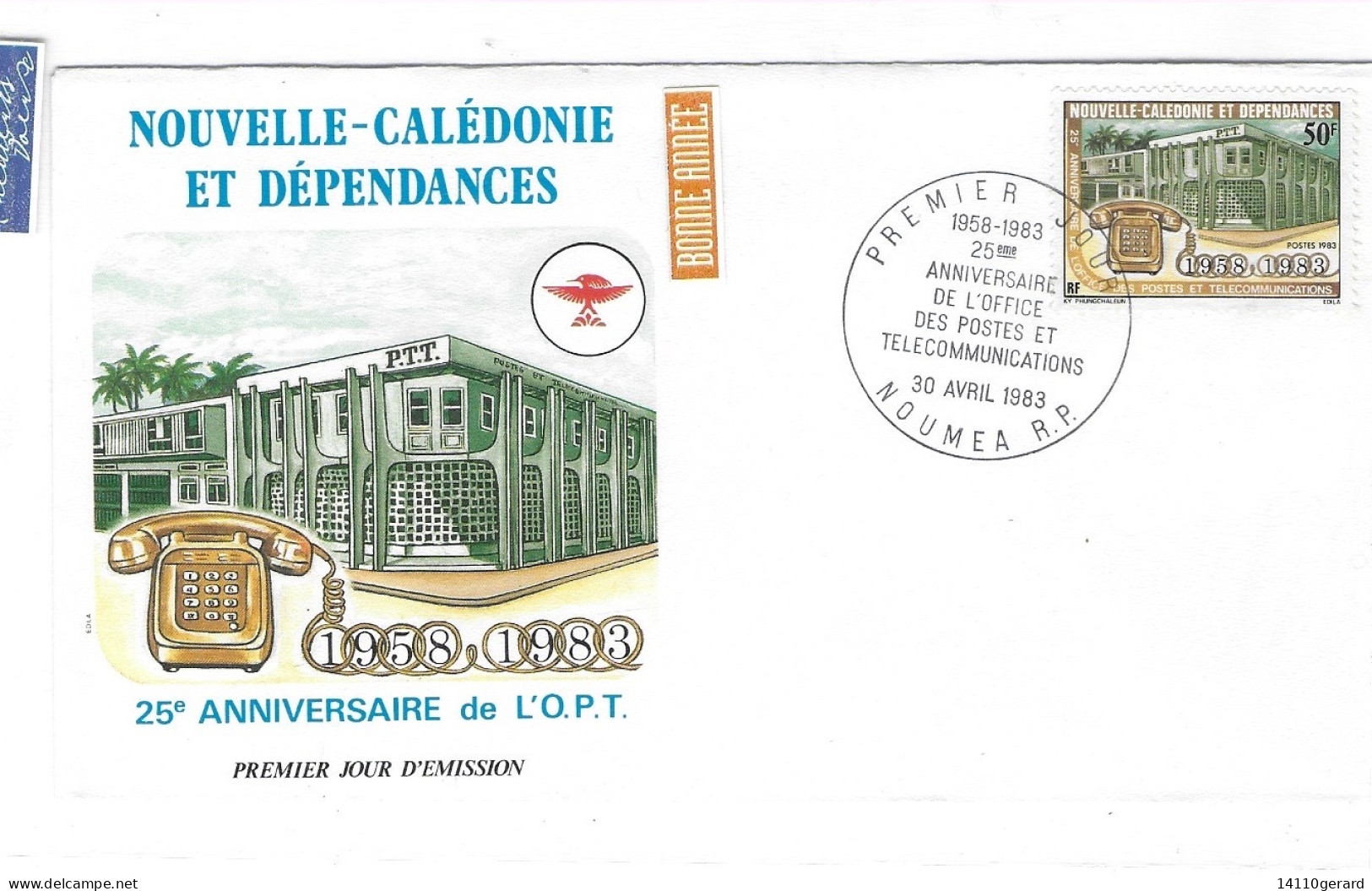 NOUVELLE-CALÉDONIE ET DÉPENDANCES  25 IEME ANNIVERSAIRE DE L'O.P.T 30/04/1983 - Brieven En Documenten