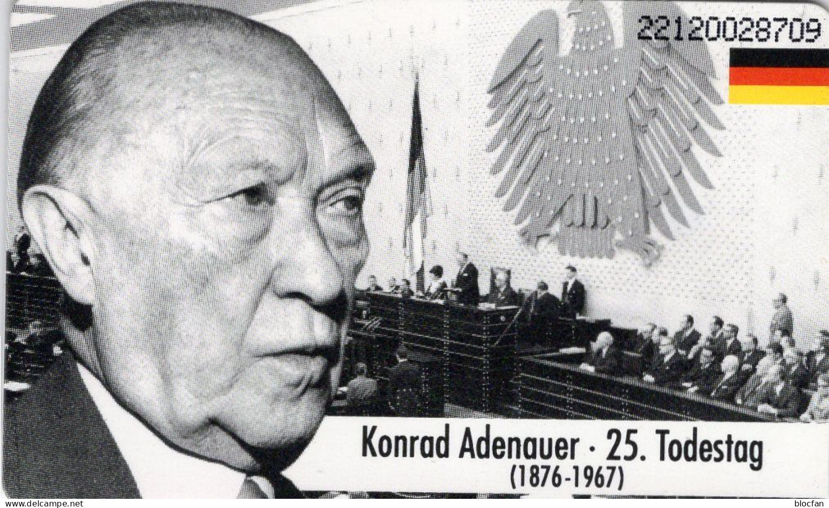 Kinder Gratulation TK O 262B/1992 ** 40€ BUND 25.Todestag Porträt Bundes-Kanzler Adenauer 1876-1967 TC Tele-card Germany - Personaggi