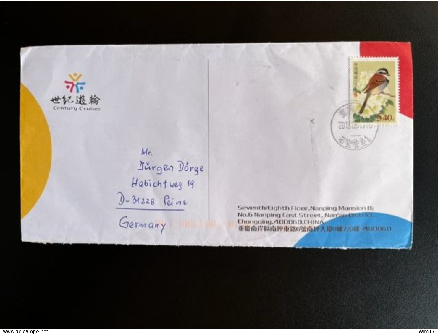 CHINA 2013 LETTER CHONGQING TO PEINE GERMANY 18-09-2013 - Cartas & Documentos