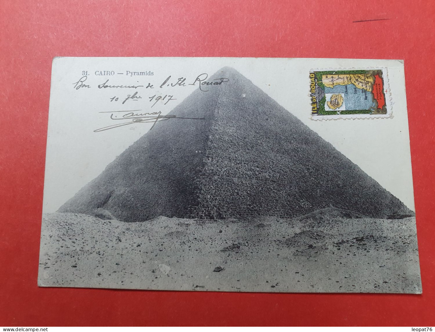 Rouad - Rare Vignette FM De L'île De Rouad Sur Carte Postale ( Le Caire) écrite De Rouad En 1917 Pour Coutances - N 243 - Lettres & Documents