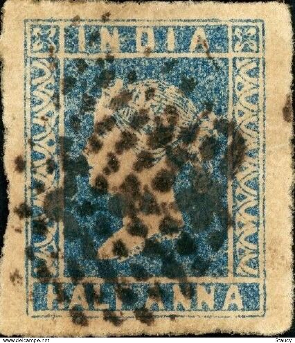 British India 1854 QV 1/2a Half Anna Litho/ Lithograph Stamp With 4 Margins As Per Scan - 1854 Britische Indien-Kompanie