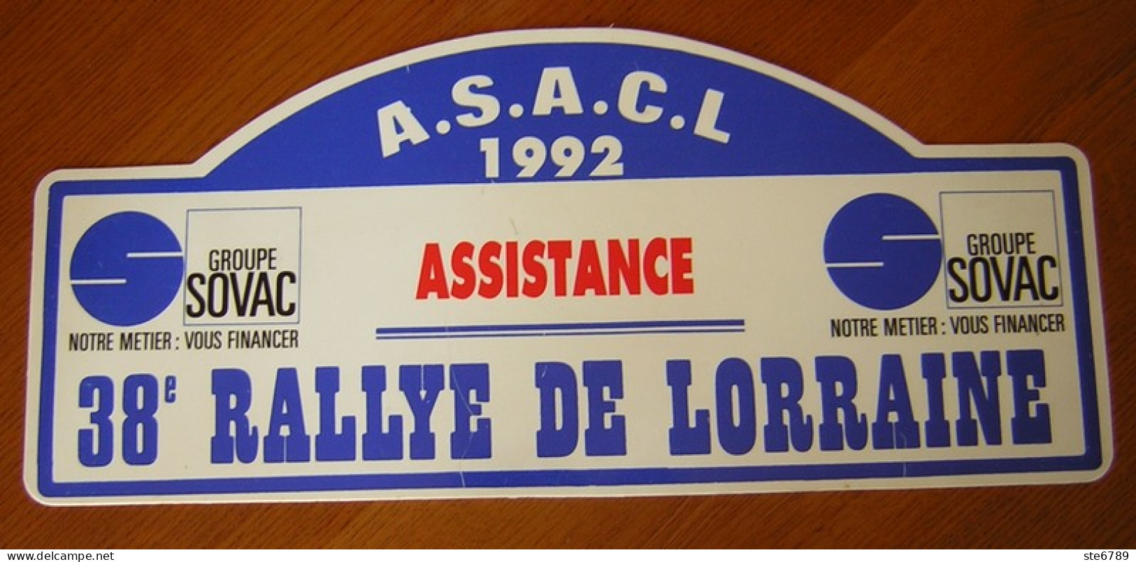 Plaque De Rallye  38 ° RALLYE DE LORRAINE 1992 Sport Automobile - Plaques De Rallye